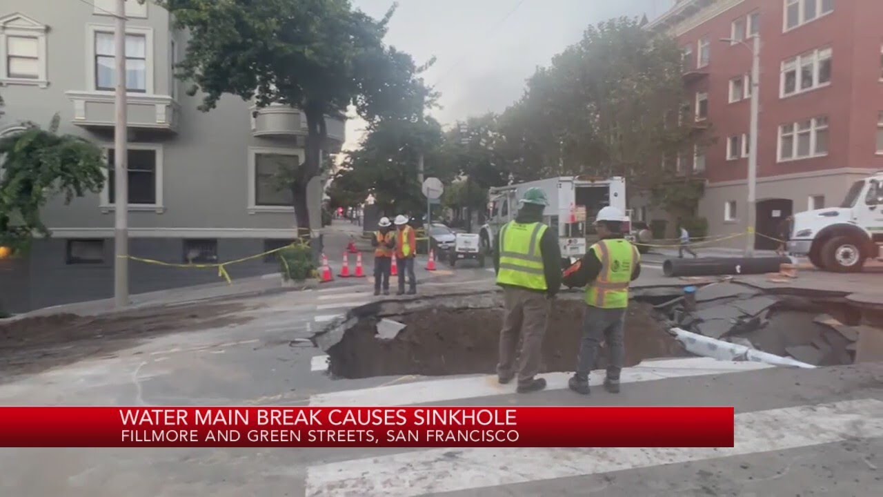 Water Main Break Causes Sinkhole In San Francisco